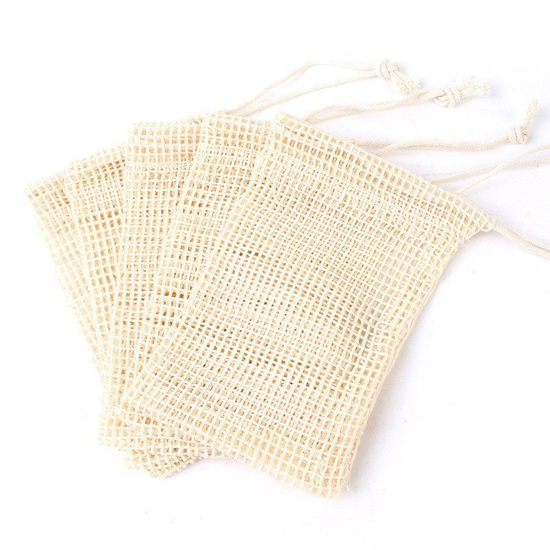 Natural Ramie Soap Saver Bag Exfoliating Mesh Soap Pouch Drawstring Bath Accessory