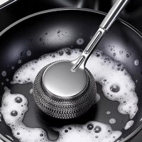 Stainless Steel Wire Scrub Brush Long Handle Pot Cleaning Scrubber