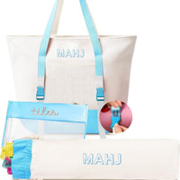 Large Capacity Mahjong Storage Bag Set – 3-Piece Canvas Carry Tote with Handle & Shoulder Strap
