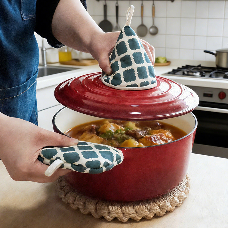 Padded Pot Handle Cover, Fabric Lid Holder for Dutch Ovens & Casserole Pots