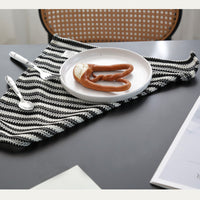 Black & White Woven Table Napkin – Striped Fabric Dining Cloth