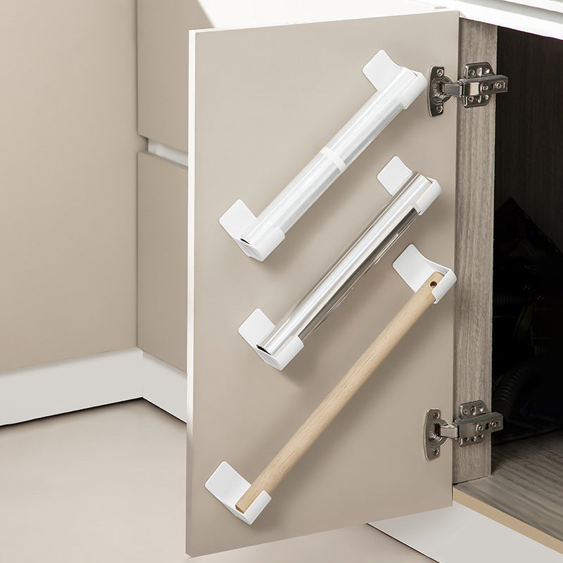 Adhesive Wall-Mounted Roll Holder – Adjustable Storage Rack for Trash Bags, Foil, Plastic Wrap & Kitchen Rolls