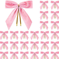 Velvet Christmas Bow Decorations, Pack of 24, 9 cm Ribbon Bows for Christmas Trees, Wreaths and Gift Wrapping