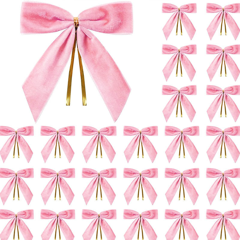 Velvet Christmas Bow Decorations, Pack of 24, 9 cm Ribbon Bows for Christmas Trees, Wreaths and Gift Wrapping