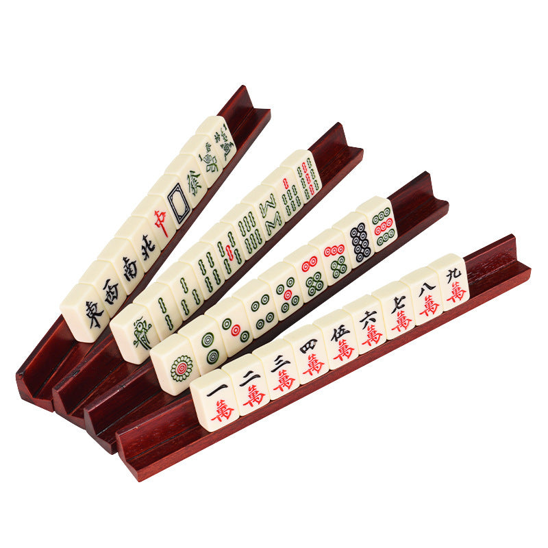 Mahjong Tile Rack Set – Set of 4 L-Shaped Solid Wood Mahjong Holders, 25cm Tile Display Racks for Mahjong Games