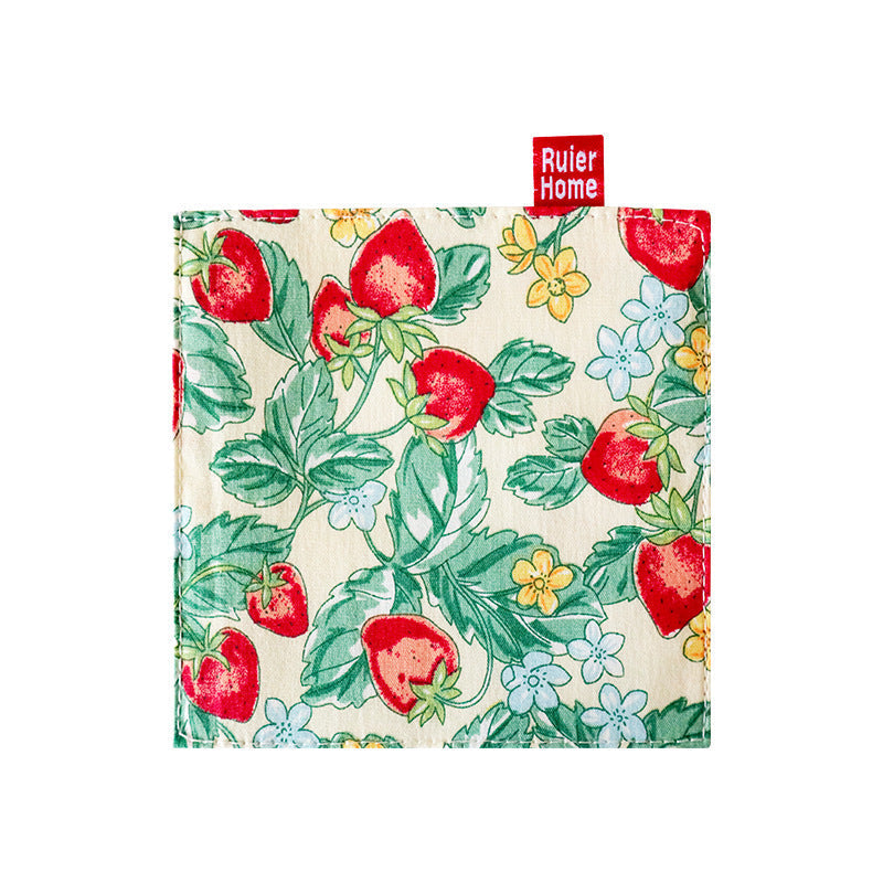 Double-Layer Floral Fabric Coaster, Square Mug Mat & Table Protector