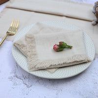 Cotton Linen Napkin with Fringed Edges