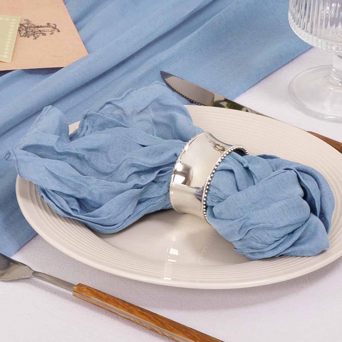 French Country Ruffled Polyester Dinner Napkin, 17 x 17 Inches