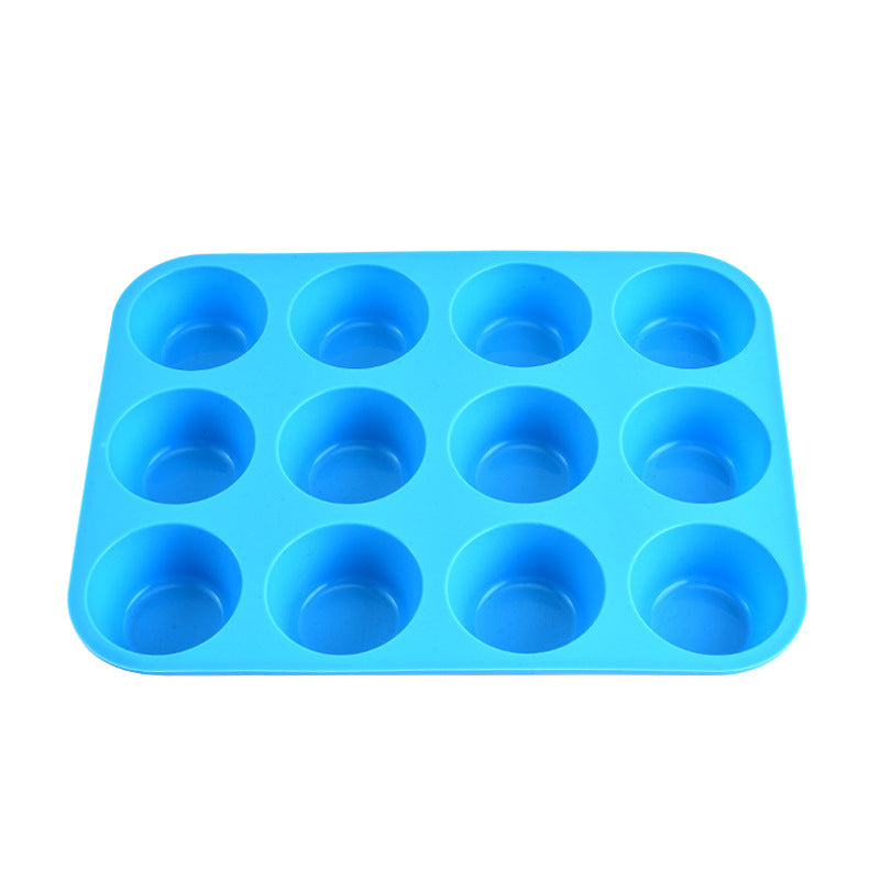 12 Cavity Round Silicone Baking Mold for Muffins and Mini Cakes