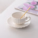 Fluted Ceramic Teacup and Saucer Set, Pastel Coffee Cup with Scalloped Plate