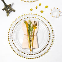 Gold Beaded Rim Glass Dinner Plate for Dining and Wedding Table Decor