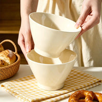 Cream Ceramic Serving Bowl – Elegant Tapered Dessert, Snack & Tableware Bowl