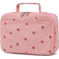 Strawberry and Gingham Oxford Fabric Lunch Bag with Carry Handle