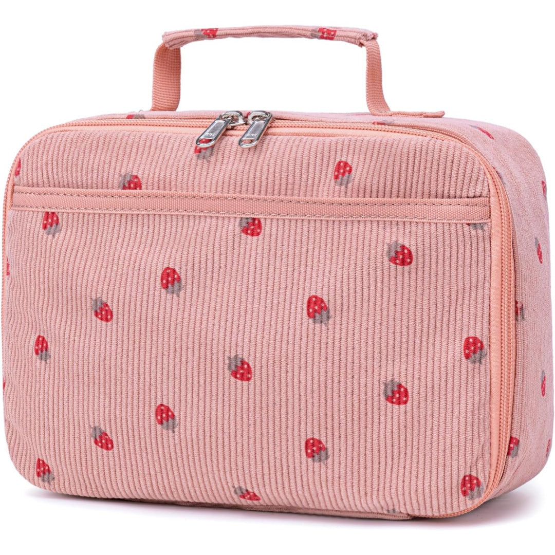 Strawberry and Gingham Oxford Fabric Lunch Bag with Carry Handle
