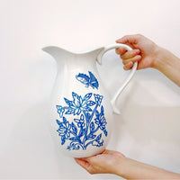 Rustic Ceramic Pitcher Vase – Farmhouse Tabletop Flower Vase