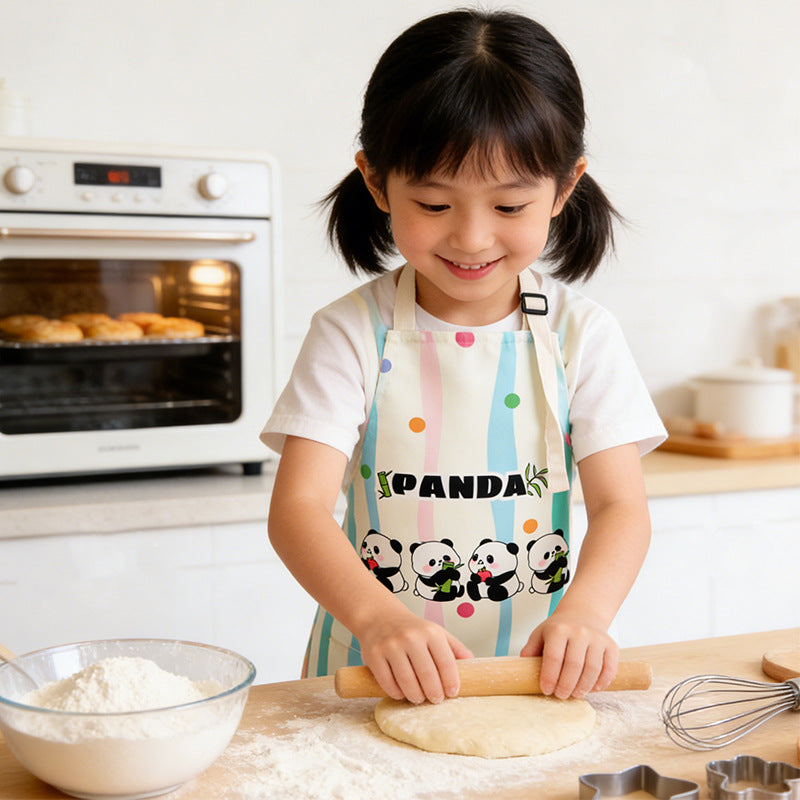 Heavy Duty Canvas Kids Apron, Panda Print Children's Cooking & Craft Apron