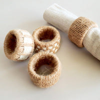 Handwoven Linen Napkin Ring, Rustic Rope Table Decor