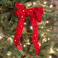 Gold Star Christmas Fabric Ribbon,  4 cm Wide for Gift Wrapping and Holiday Crafts
