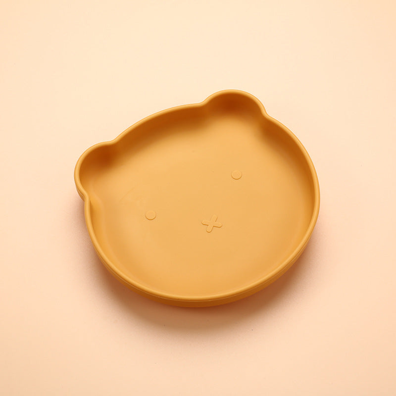 Bear Shaped Silicone Baby Plate Suction Toddler Feeding Dish
