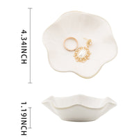 Ceramic Flower Jewelry Dish – Wavy Petal Trinket Tray Decorative Vanity Storage