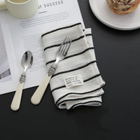 38 × 45 cm Striped Fabric Table Napkin – Soft Black & White Dining Cloth for Café, Restaurant, Kitchen, Breakfast & Home Table Setting