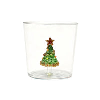 Christmas Tree Glass Tumbler, Clear Drinking Glass Cup