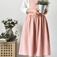 Cotton Pinafore Apron with Pockets – Vintage Style Kitchen Apron for Women, Full Coverage Cooking Baking Gardening Apron