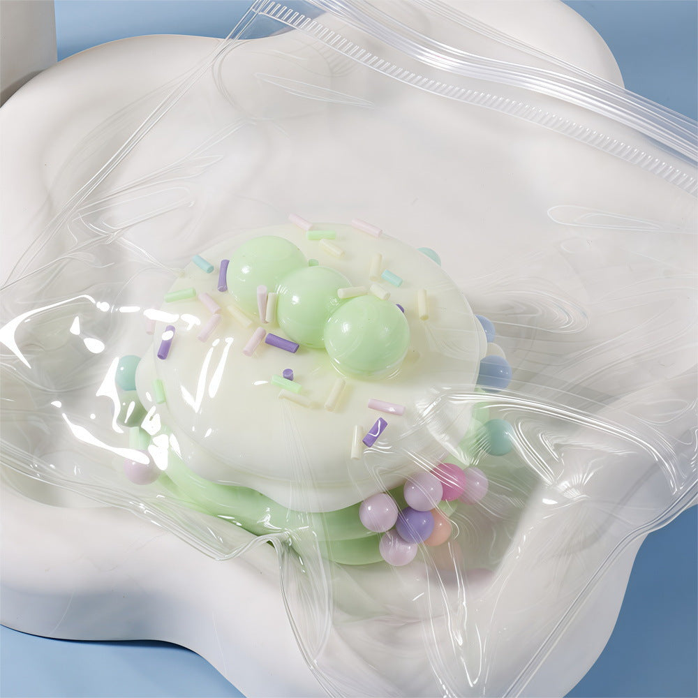 Pastel Cake Squishy Fidget Toy with Colorful Sprinkle Details