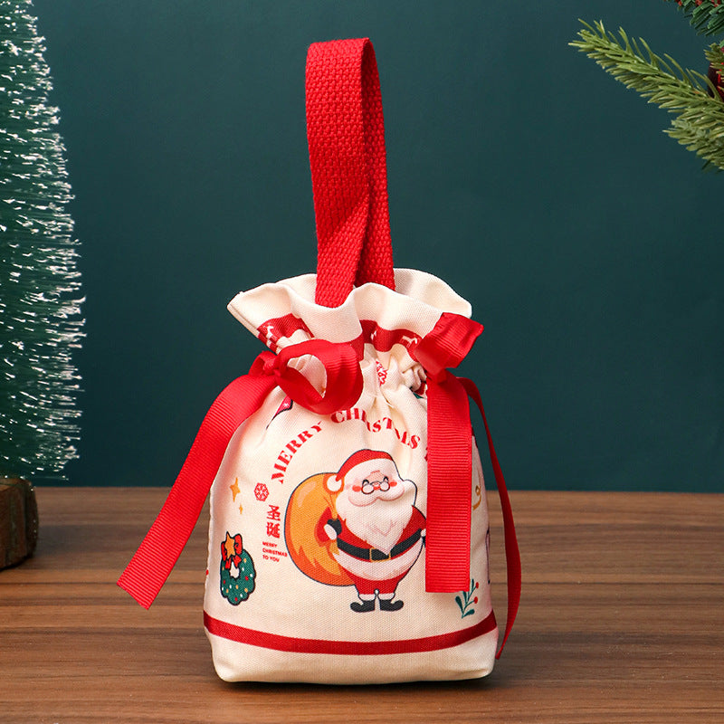 Christmas Drawstring Apple Gift Bag Candy Treat Pouch