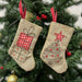 Mini Christmas Stocking Ornament – Rustic Burlap Holiday Hanging Decoration with Gift Box or Christmas Tree Design for Tree, Gift & Home Decor