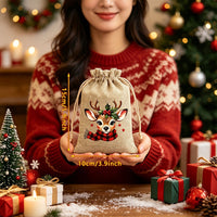 Christmas Drawstring Gift Bag Set – 5-Piece or 12-Piece Holiday Favor Bags with Festive Prints