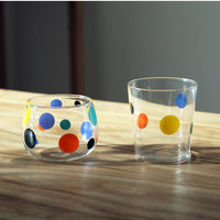 300ml Polka Dot Tumbler & Round Glass Cup for Coffee, Juice & Daily Use