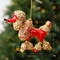 Glitter Poodle Christmas Tree Hanging Ornament