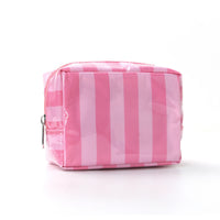 Striped Waterproof PVC Zip Pouch for Cosmetics and Small Essentials