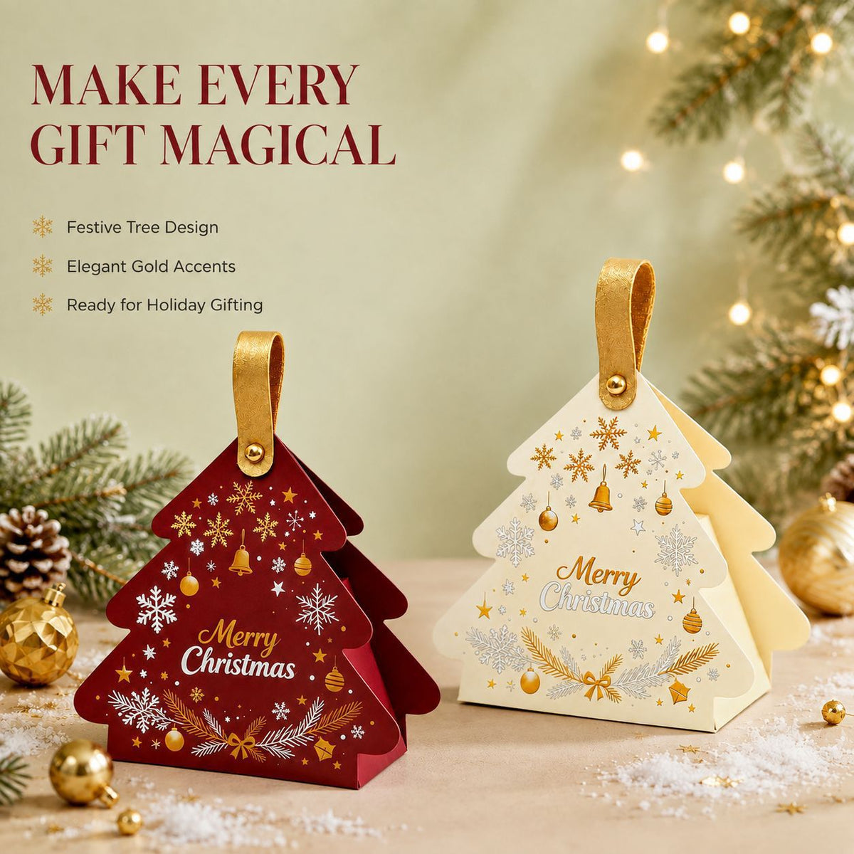 Christmas Tree Gift Bags with Handles 20 Pieces per Pack