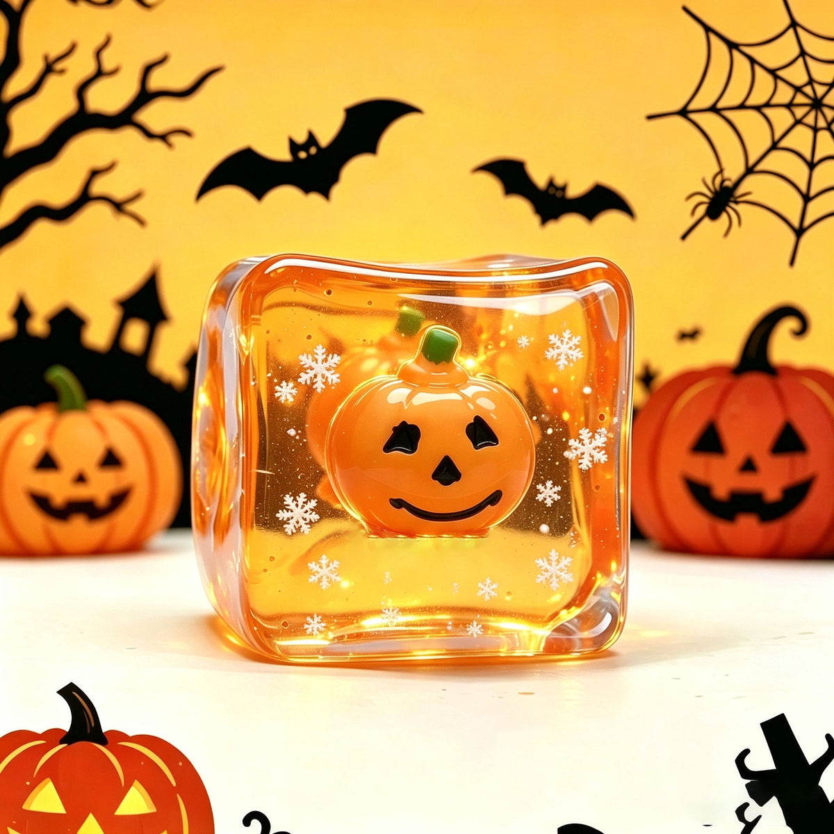 Halloween Square Squishy Toy, 5.5 cm TPR Stress Relief Cube, Boxed Sensory Fidget Toy