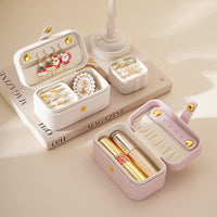 Pearlescent PU Travel Jewelry Box with Soft Lined Interior