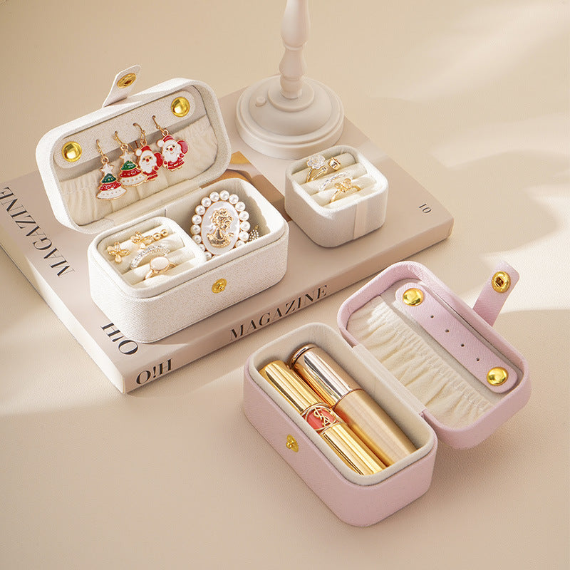 Pearlescent PU Travel Jewelry Box with Soft Lined Interior