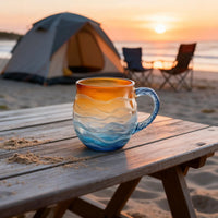 Sea Glass Sunset Mug – Borosilicate Glass Cup for Hot & Cold Drinks