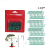 Metal Christmas Ornament Hooks, 100-Piece Box of Iron Hanging Hooks for Tree Baubles and Holiday Decorations