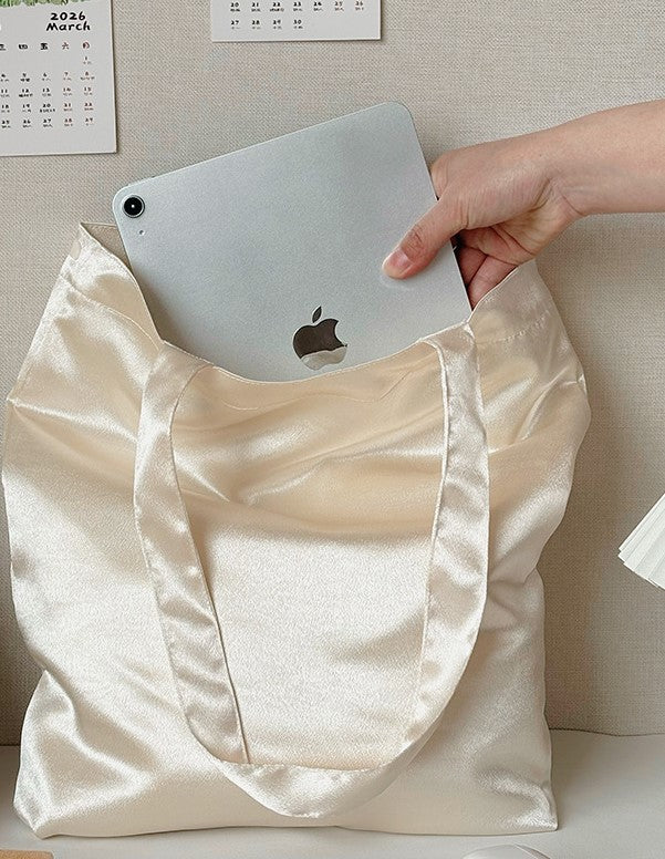 Satin Finish Polyester Tote Bag with Double Shoulder Handles