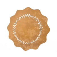 Scalloped Wreath Faux Leather Placemat, Round Wavy Edge Table Mat for Dining Table Decor