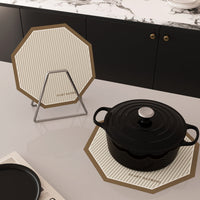 20CM  Octagonal Heat Resistant Pot Trivet – Modern Stripe Kitchen Hot Pad for Pots, Pans & Dining Table Protection