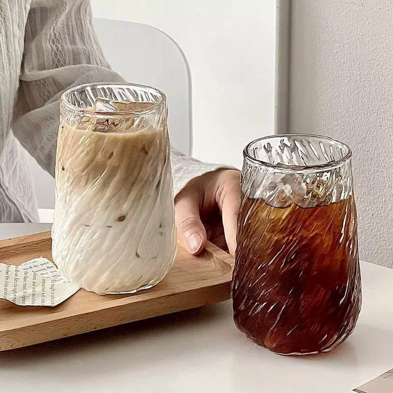 Textured Borosilicate Glass Coffee Cup Modern Handleless Tumbler