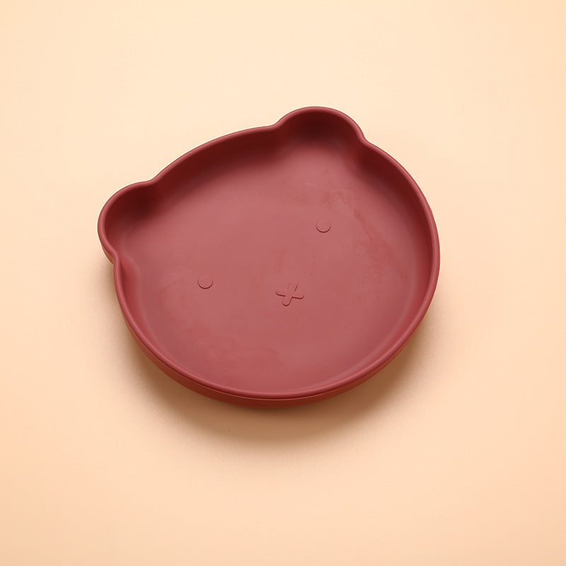 Bear Shaped Silicone Baby Plate Suction Toddler Feeding Dish
