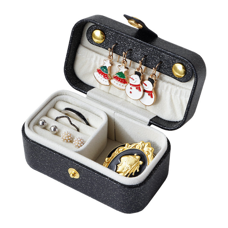 Pearlescent PU Travel Jewelry Box with Soft Lined Interior
