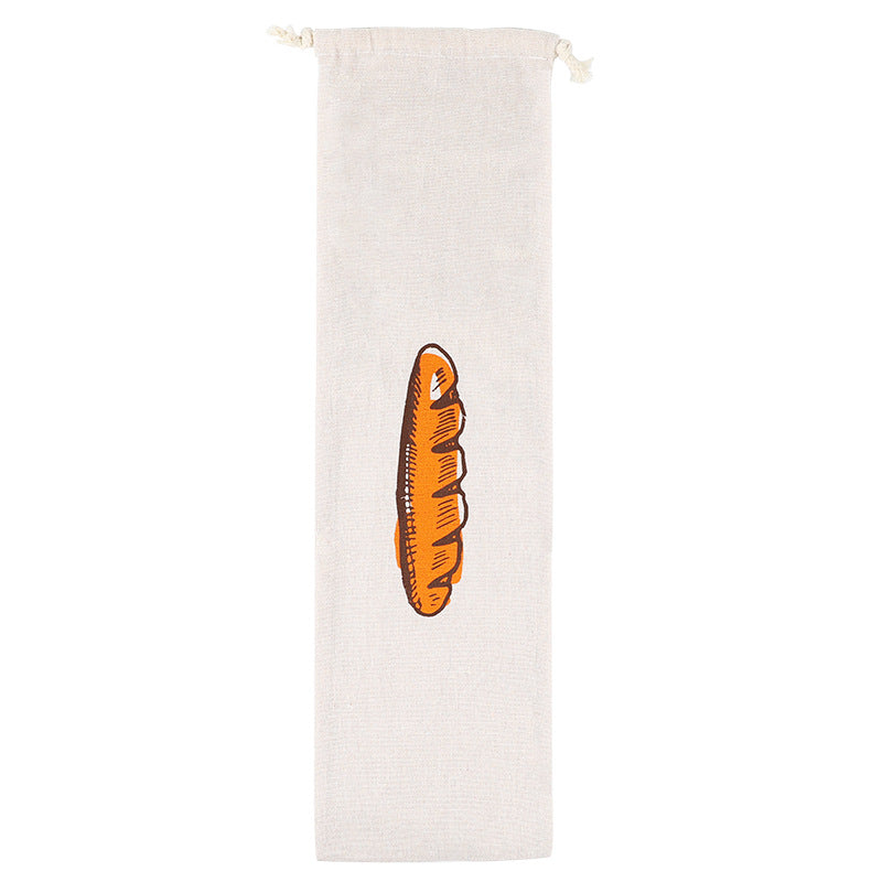 Reusable Cotton Linen Bread Storage Bag Drawstring Bakery Baguette Bag