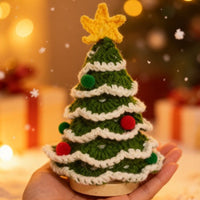 Handmade Crochet Christmas Tree Ornament Knitted Holiday Decoration with Star Topper