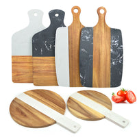 Marble & Wood Serving Board – Charcuterie, Cheese & Pizza Board