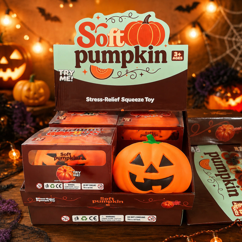 Jumbo 15 cm Pumpkin Squishy TPR Toys 4 Pieces per Box